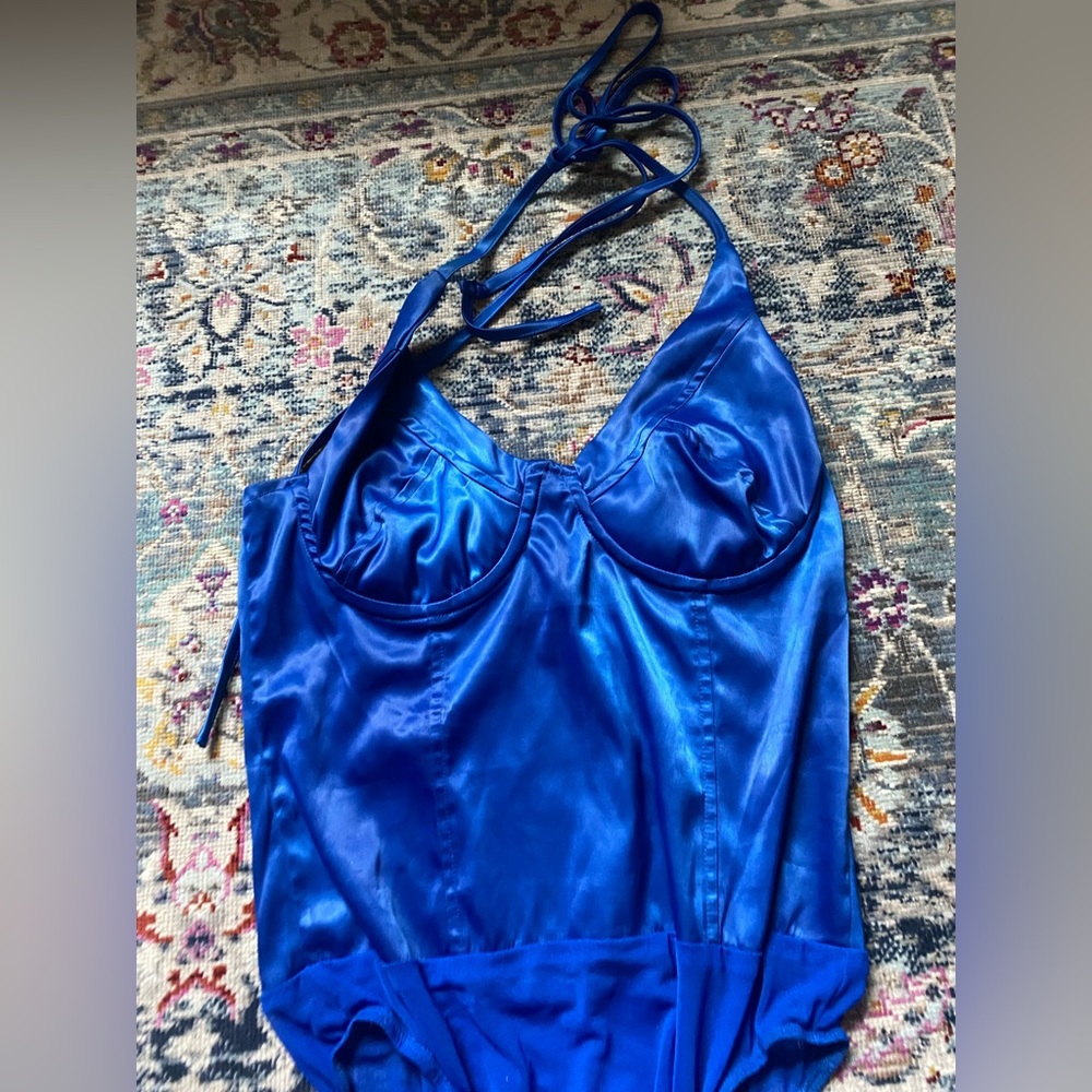 Blue Akira Halter neck Corset Style bodysuit